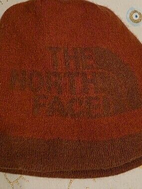 The North Face Rust Orange Knit Beanie with Subtle Logo